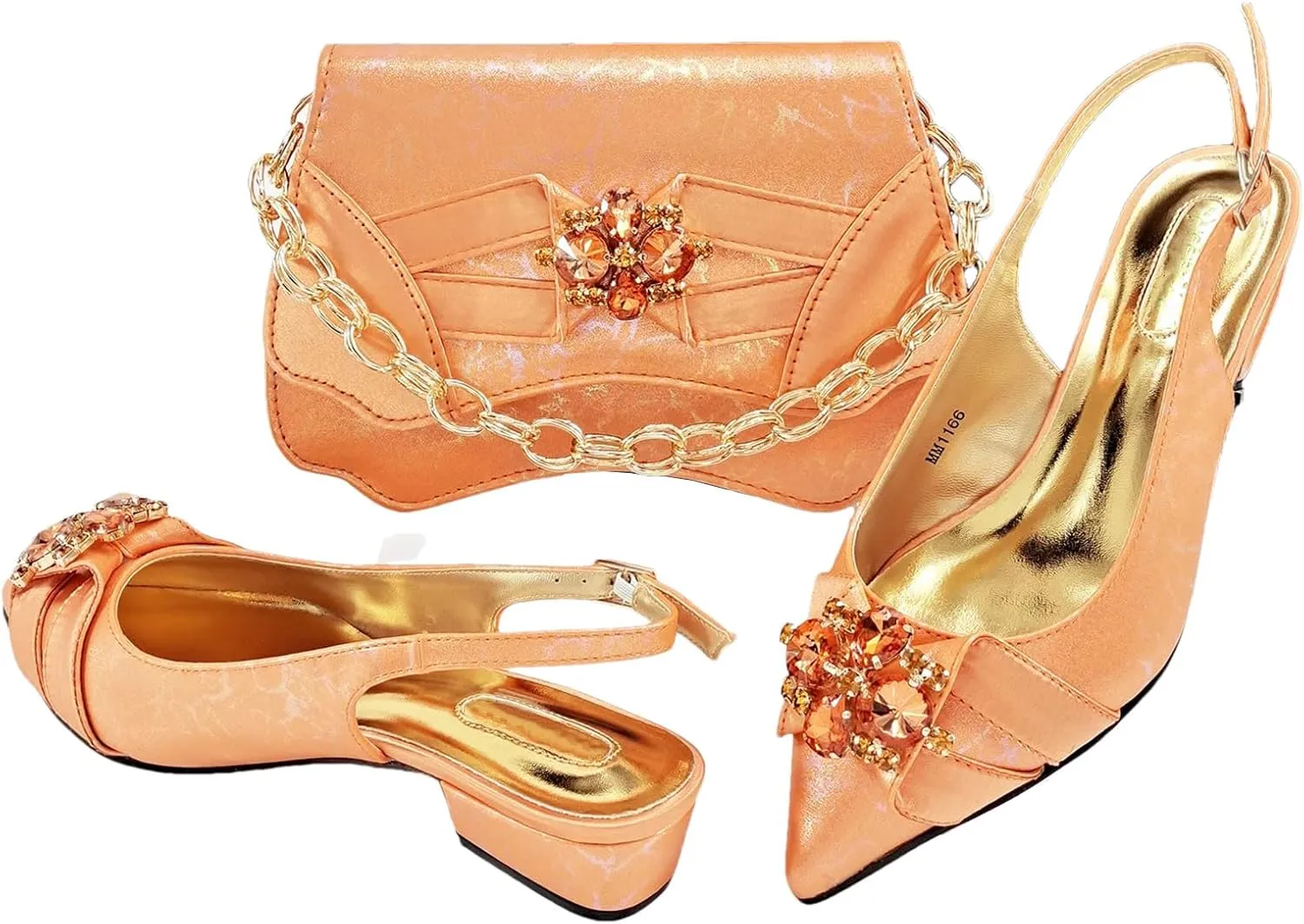 Women’s Italian Style Luxury Wedding Shoes and Matching Clutch Combo Rhinestone Accented Heels for Bride