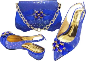 Women’s Italian Style Luxury Wedding Shoes and Matching Clutch Combo Rhinestone Accented Heels for Bride