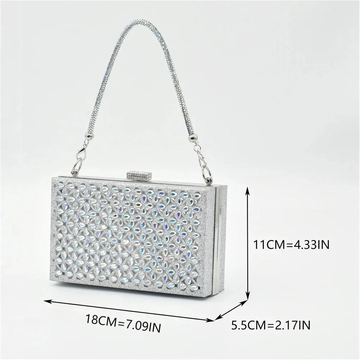 Womens Luxury Rhinestone Pattern Evening Shoes and Clutch Set Pointed Toe High Heels for Formal Dinners