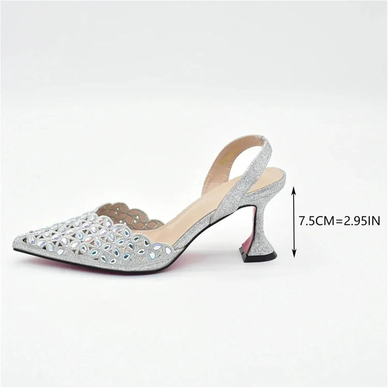 Womens Luxury Rhinestone Pattern Evening Shoes and Clutch Set Pointed Toe High Heels for Formal Dinners