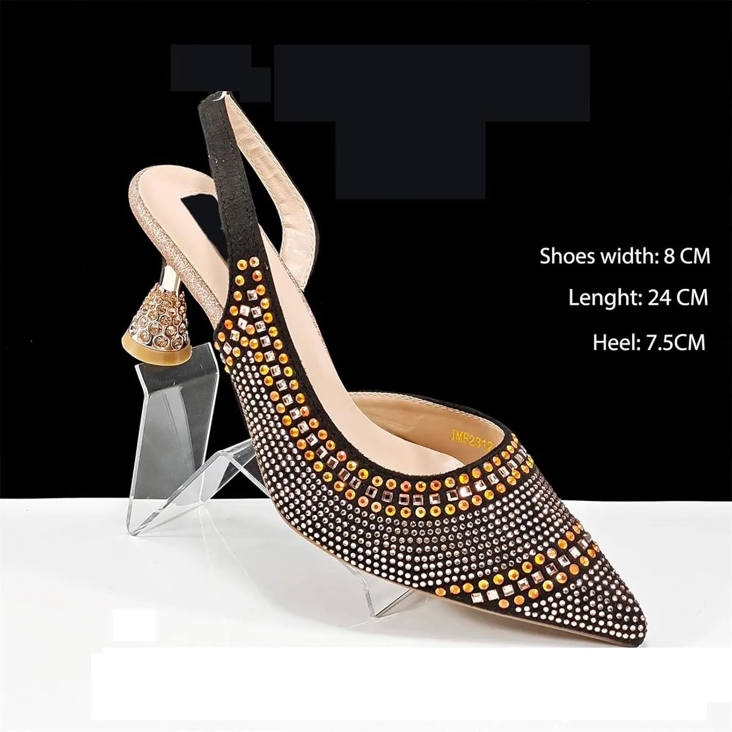 Womens Nigerian Inspired Designer Evening Shoes and Shoulder Bag Set Rhinestone Pattern High Heels for Bridal Party
