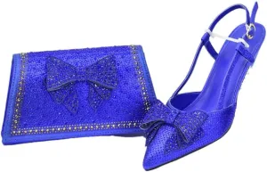 Women’S Party Shoes and Bag Set High Heels Slingbacks Pumps with Matching Handbag for Wedding