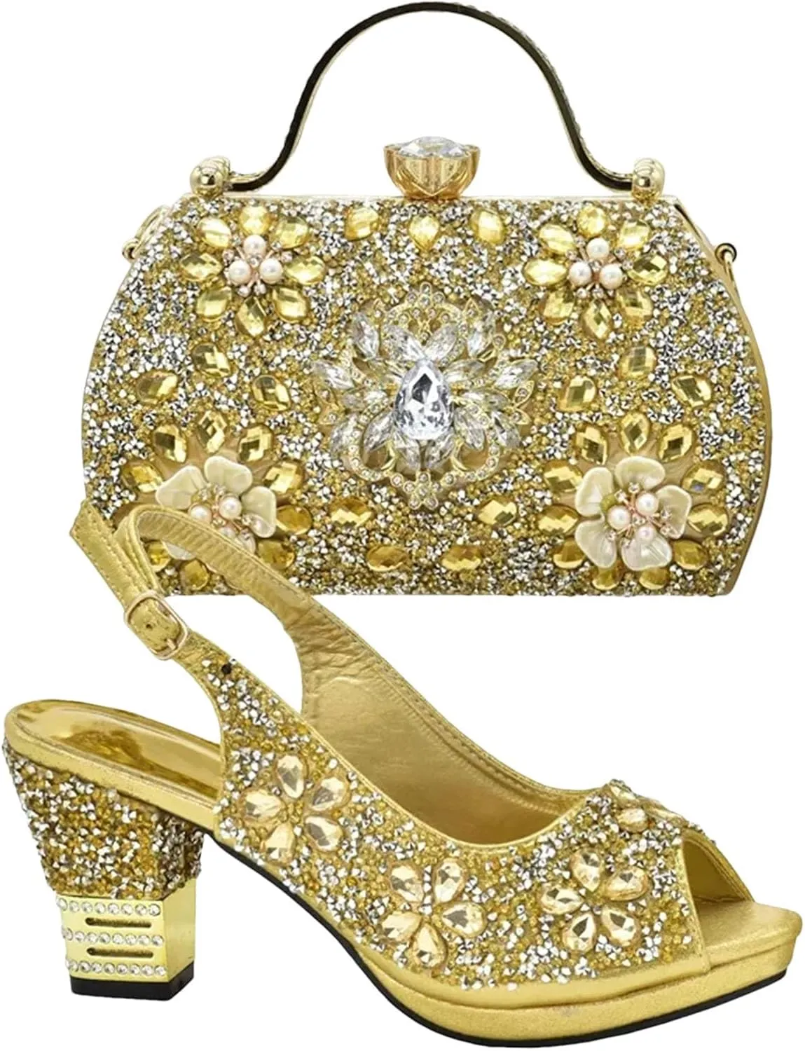 Women's Purple Italian Bridal Set - Rhinestone Wedding Shoes & Matching Evening Bag