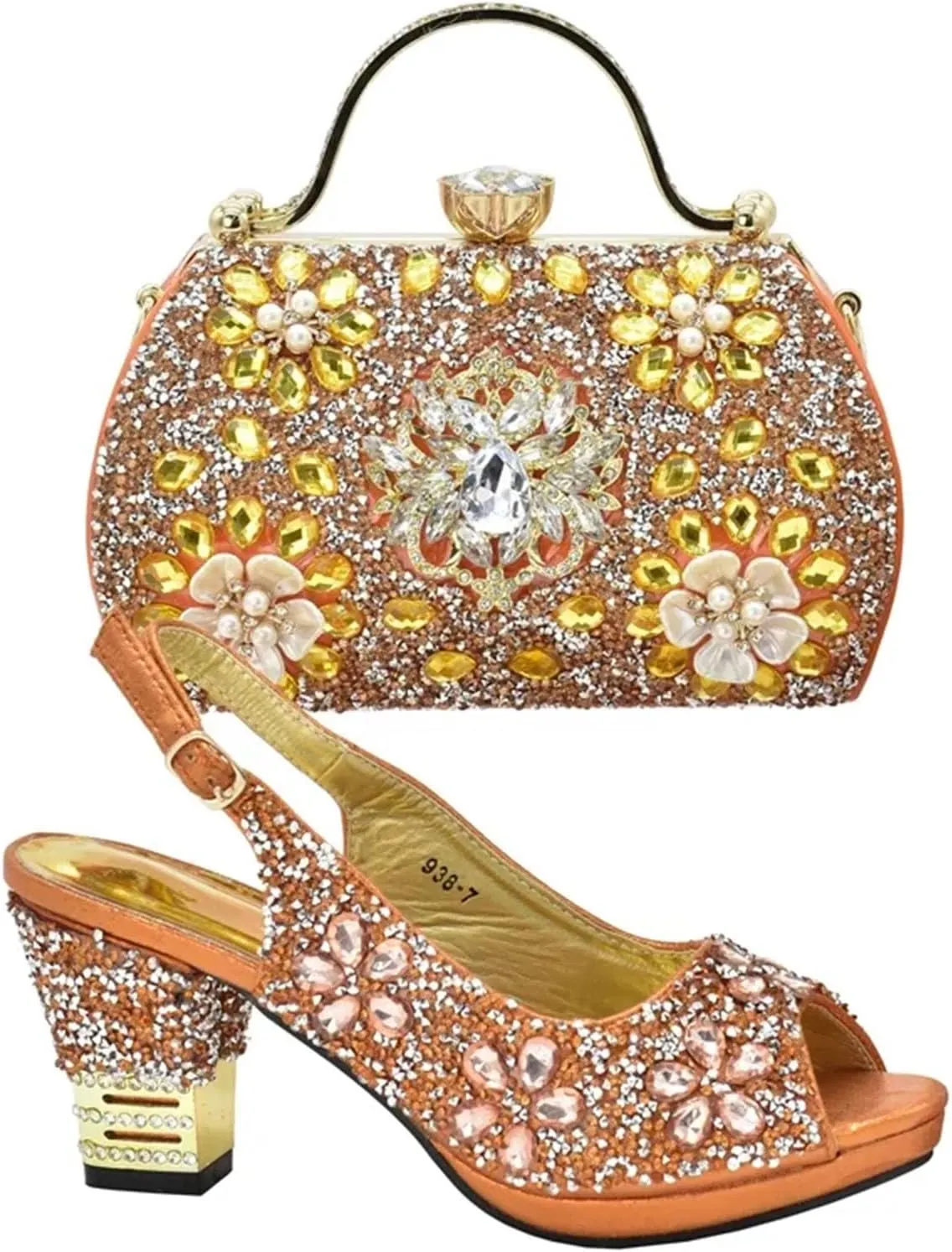 Women's Purple Italian Bridal Set - Rhinestone Wedding Shoes & Matching Evening Bag