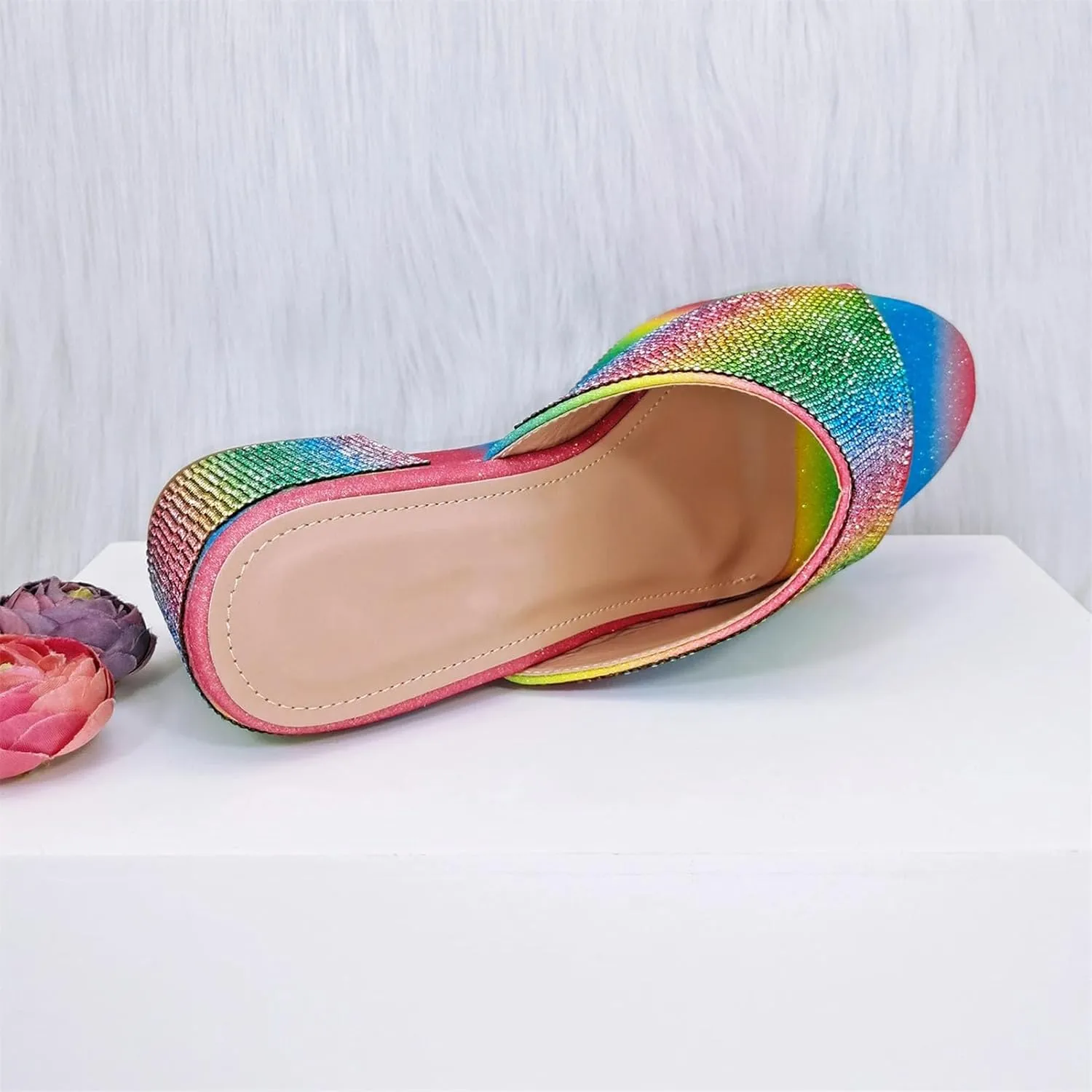 Women's Rainbow Italian Rhinestone Heels & Sandals - Nigerian Party Set