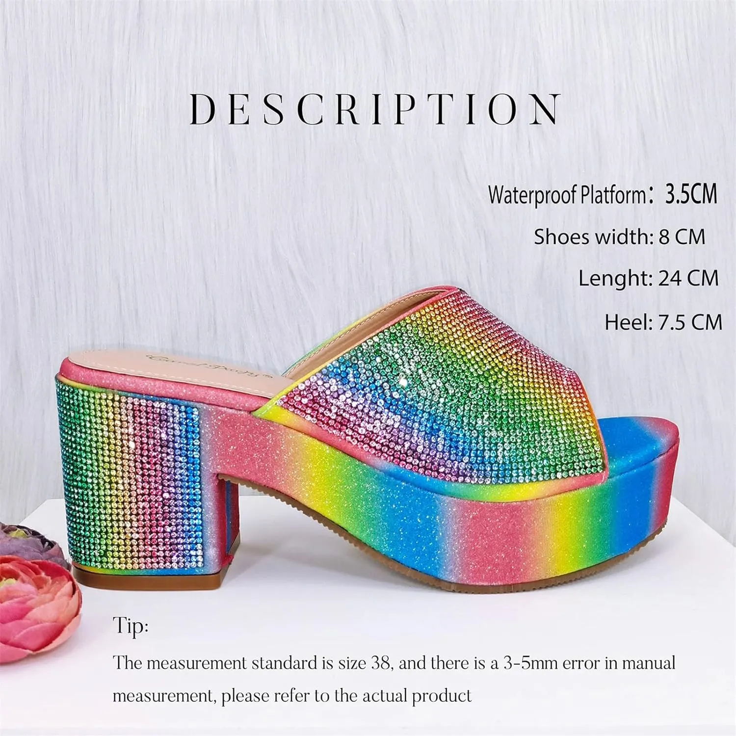 Women's Rainbow Italian Rhinestone Heels & Sandals - Nigerian Party Set