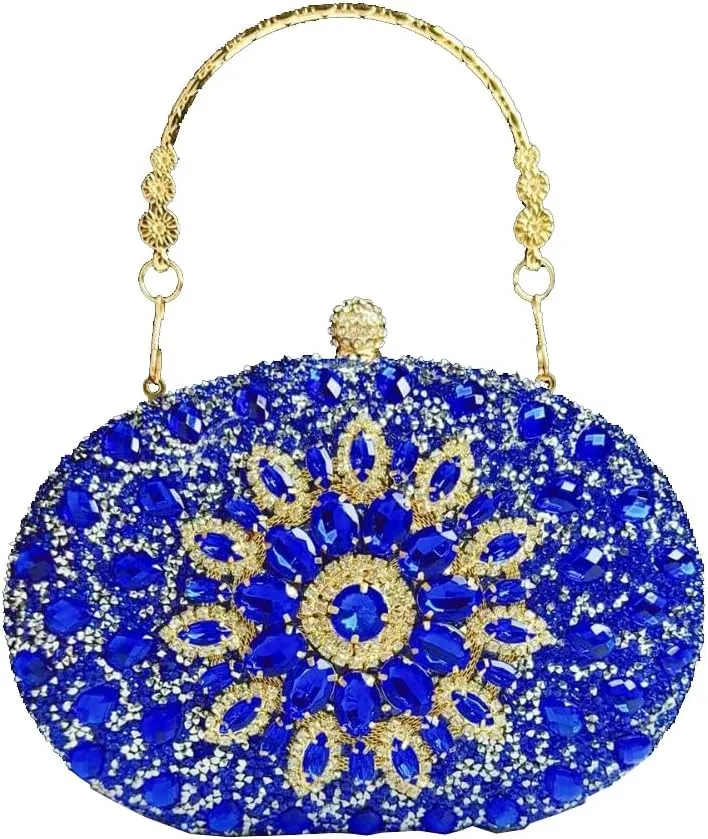 Women's Rhinestone Clutch Purse Crystal Detachable Handle Evening Bag Elegant Wedding Prom Club Cocktail Party Handbag
