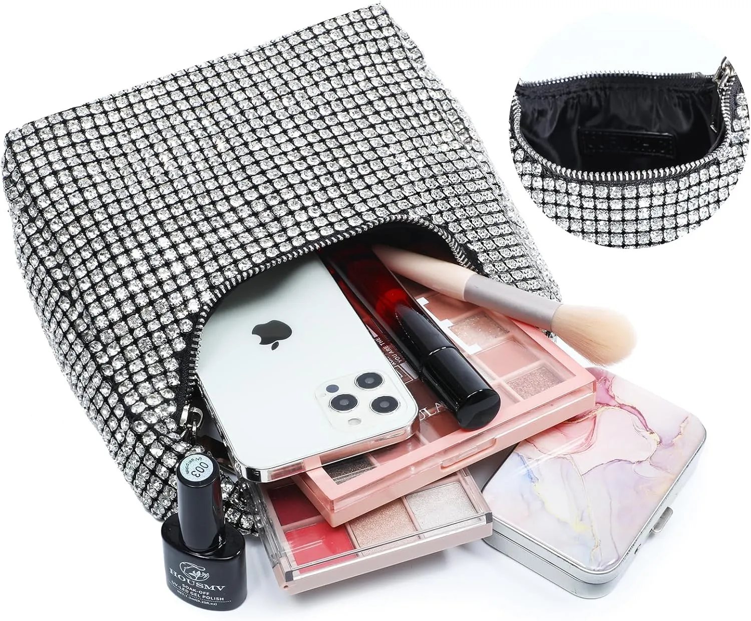 Women's Rhinestone Purses Sparkly Clutch Evening Handbag Prom Purse for Party Bridal Wedding