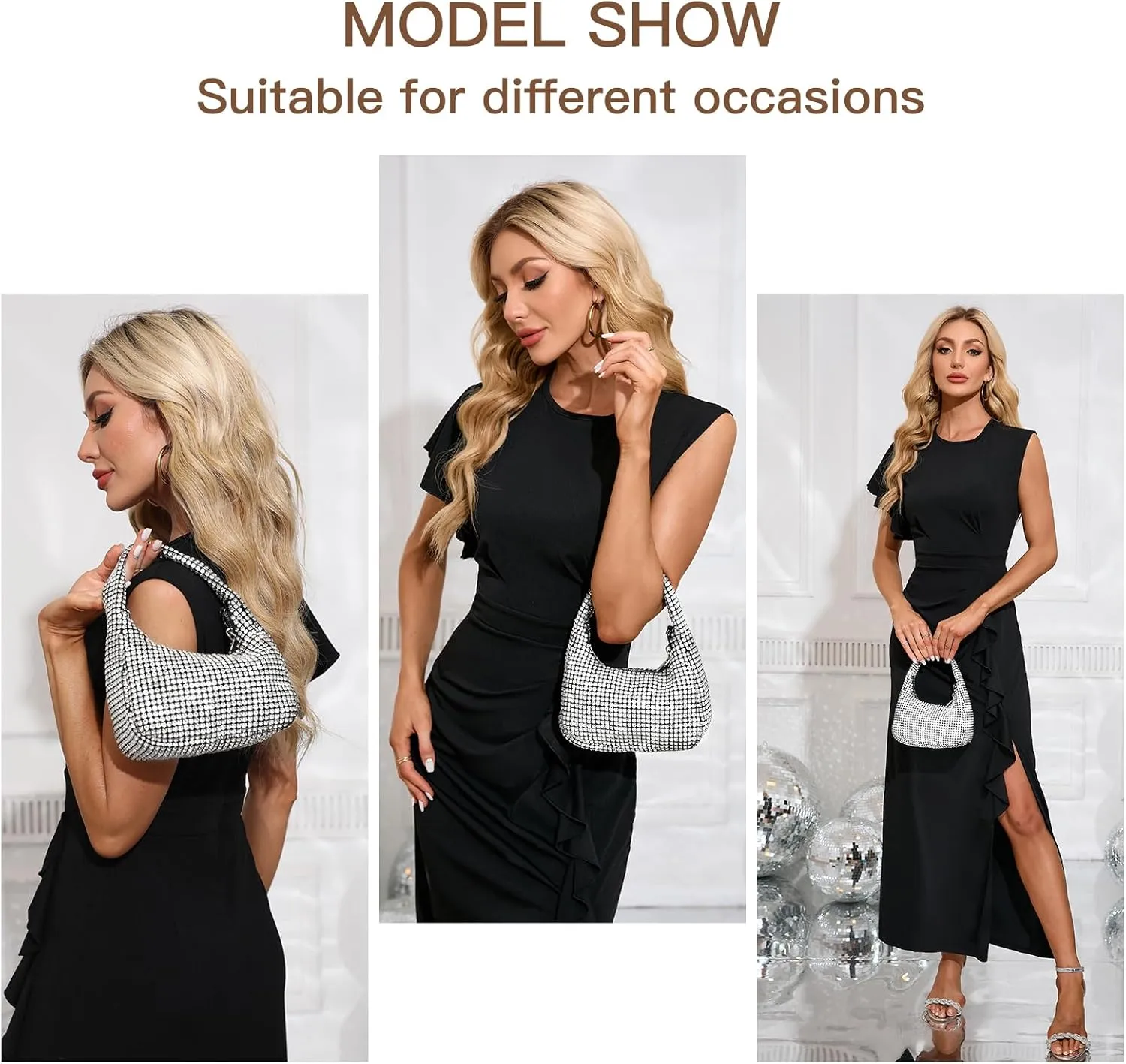 Women's Rhinestone Purses Sparkly Clutch Evening Handbag Prom Purse for Party Bridal Wedding