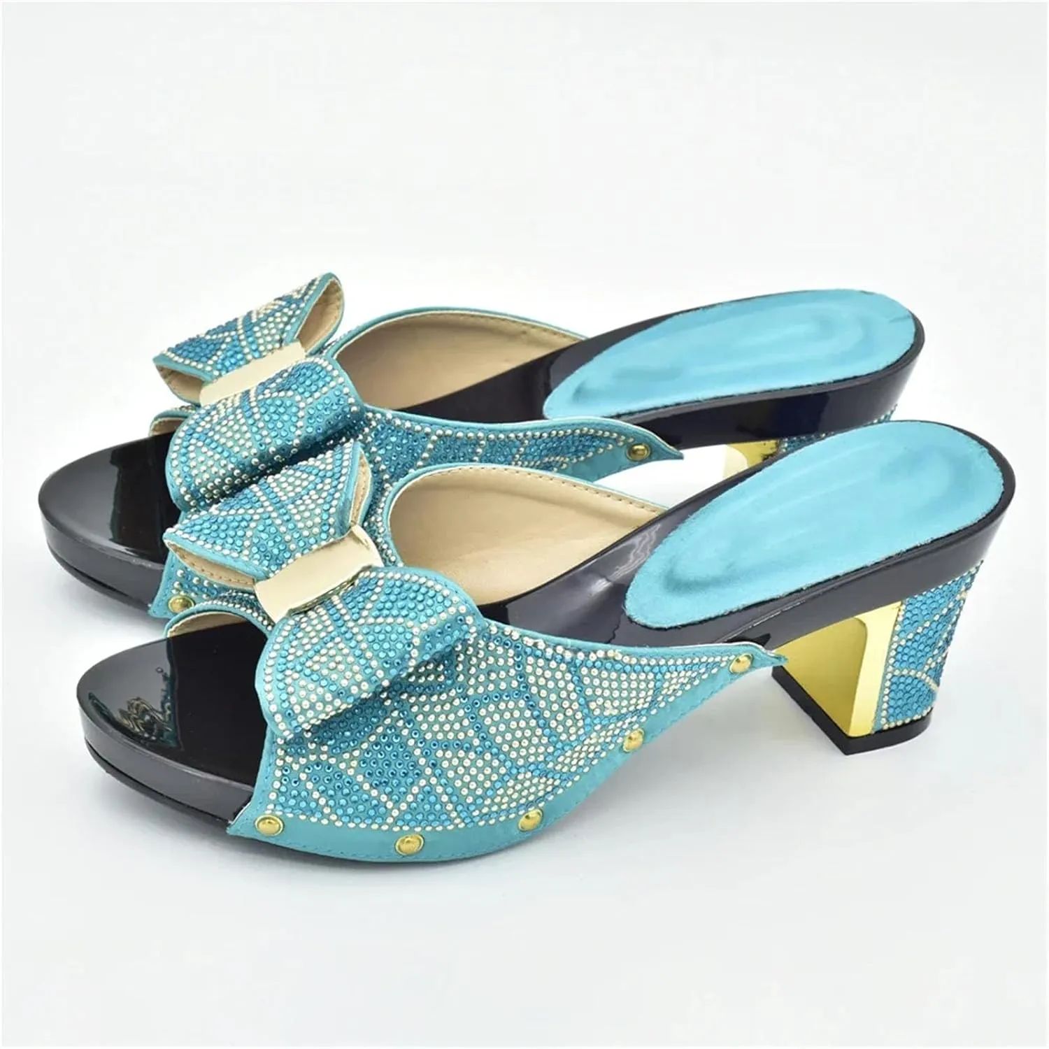 Womens Rhinestone Wedding Shoes and Bag Set Evening Party Purse Bridal Prom Bag African Luxury Decorated Sandals