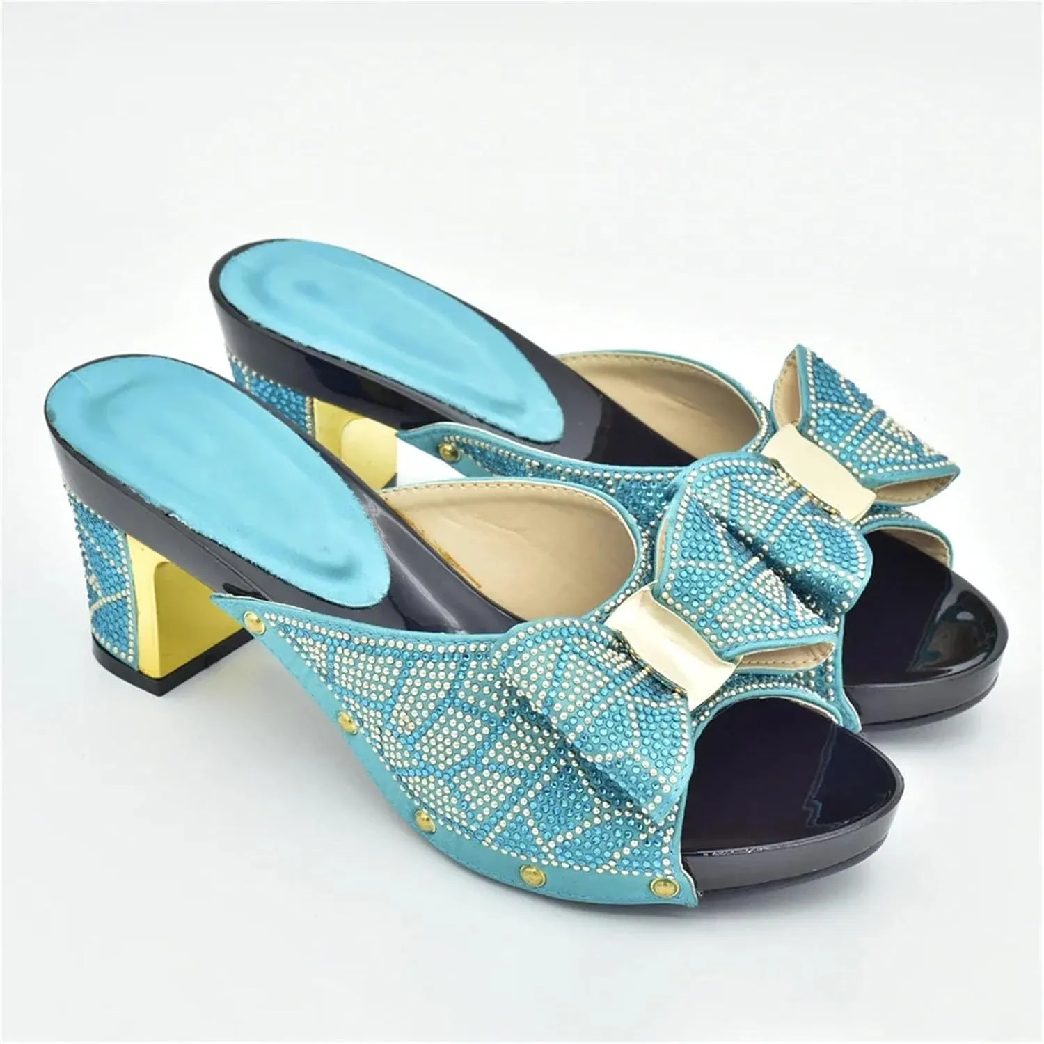 Womens Rhinestone Wedding Shoes and Bag Set Evening Party Purse Bridal Prom Bag African Luxury Decorated Sandals