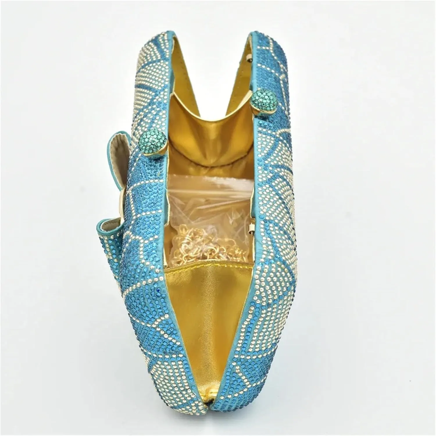 Womens Rhinestone Wedding Shoes and Bag Set Evening Party Purse Bridal Prom Bag African Luxury Decorated Sandals