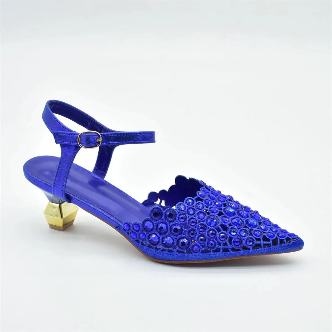 Women’S Shoes and Bag Set for Wedding Party Pointed Toe Strange Heel Slingbacks Pumps with Matching Handbag