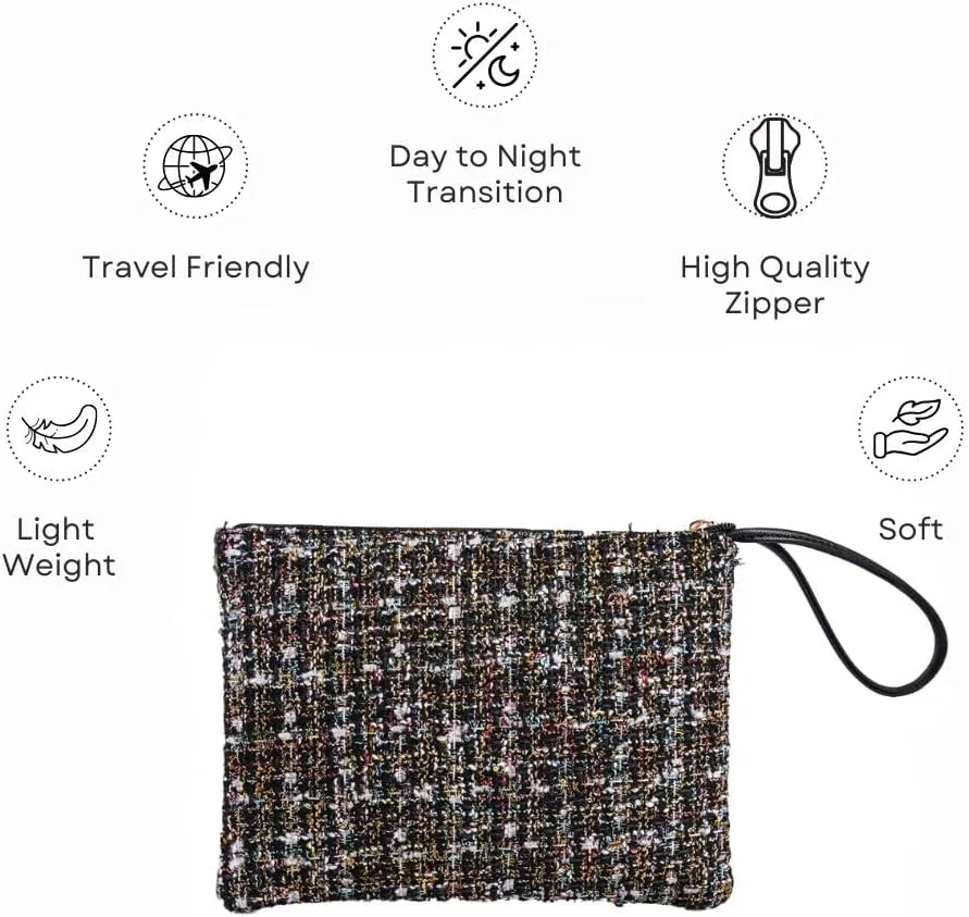 Women's Small Clutch Bag with Wrist Strap Evening Formal Party Wedding Guest Cocktail Prom Clutch Handbag