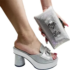 Women's Summer Party Prints High Heels Shoes Fashion Italian Designers 2025 Luxury Elegant Rhinestone Clutch Bag