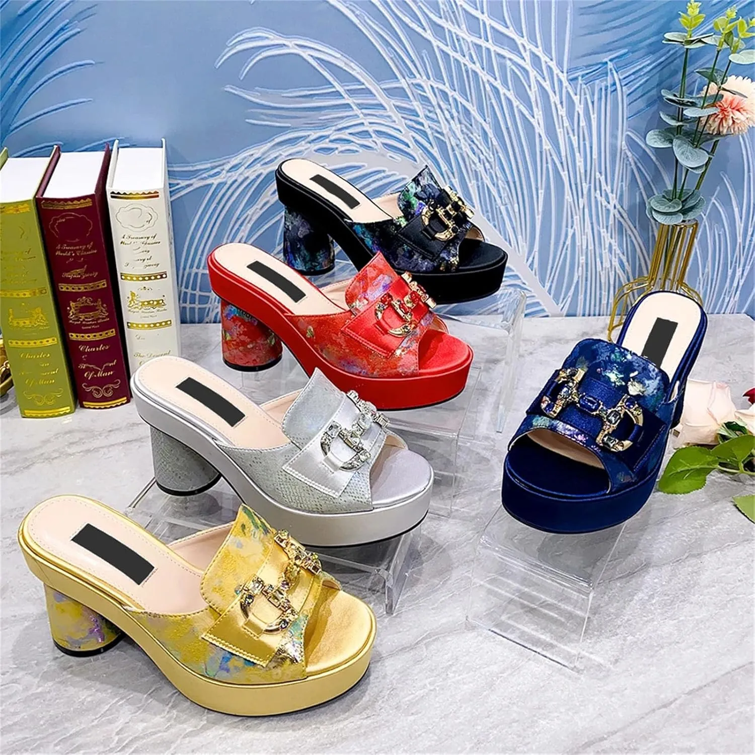 Women's Summer Party Prints High Heels Shoes Fashion Italian Designers 2025 Luxury Elegant Rhinestone Clutch Bag