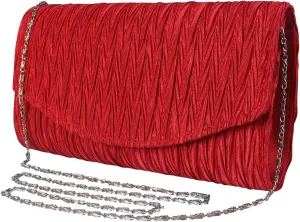 Womens Vintage Satin Pleated Envelope Evening Cocktail Wedding Party Handbag Clutch