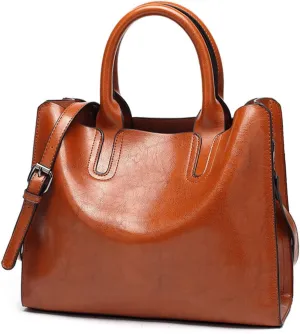 Womens Vintage Solid Color Handbags and Purses PU Top-handle Satchel Hobo Totes Shoulder Bags