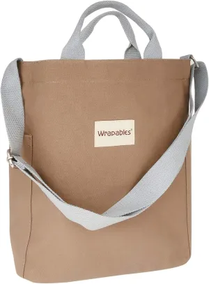 Wrapables Canvas Tote Bag for Women, Casual Cross Body Shoulder Handbag