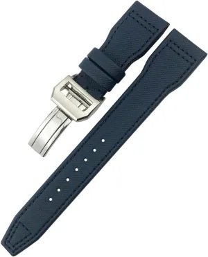 Wscebck Fiber Canvas Watchband 20mm 21mm 22mm for IWC Le Petit Prince Big Pilot TOP Gun IW3777 Sport Fiber Canvas Watch Strap (Color : Blue Square Buckle, Size : 22mm)