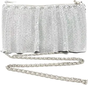 X-Small Women Evening Clutch Metal Mesh purse handbag with shoulder chain strap for Cocktail Party Prom Wedding