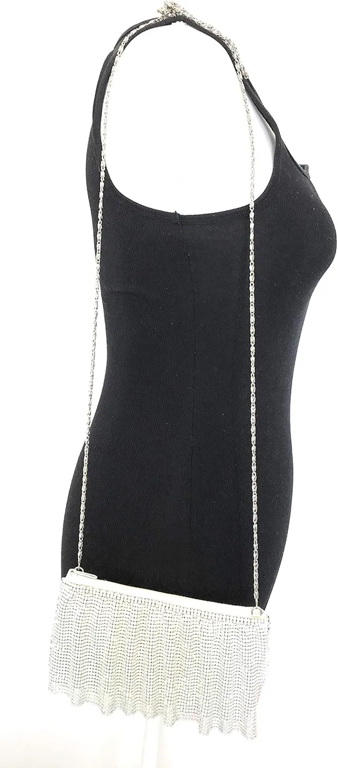 X-Small Women Evening Clutch Metal Mesh purse handbag with shoulder chain strap for Cocktail Party Prom Wedding