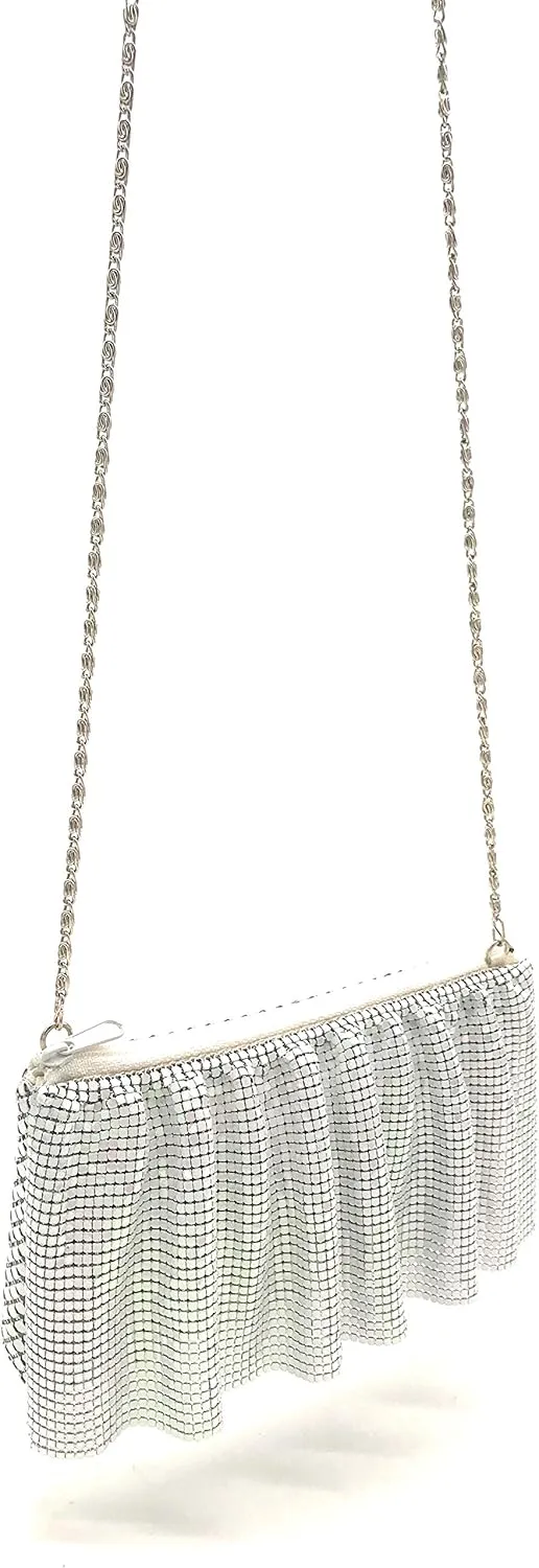 X-Small Women Evening Clutch Metal Mesh purse handbag with shoulder chain strap for Cocktail Party Prom Wedding