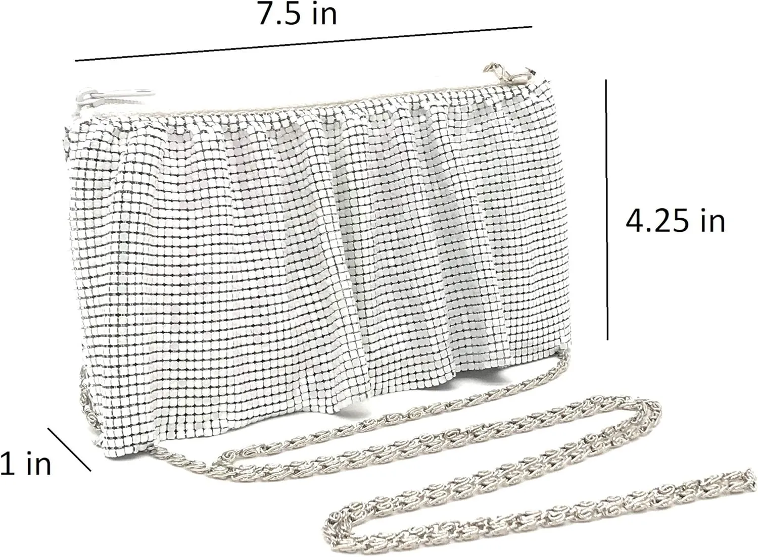 X-Small Women Evening Clutch Metal Mesh purse handbag with shoulder chain strap for Cocktail Party Prom Wedding