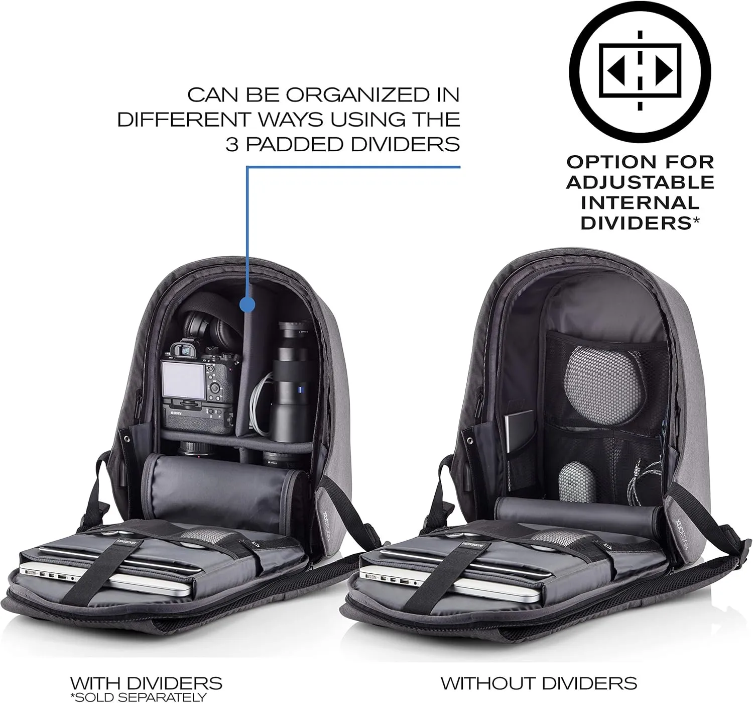 XDDesign Bobby Hero 16 Liter Anti Theft Laptop Backpack, Padded 15.6" Laptop Sleeve, Recycled Material, Water Repellent, USB Charging Port, Travel Carry on Flight Approved for Men&Women