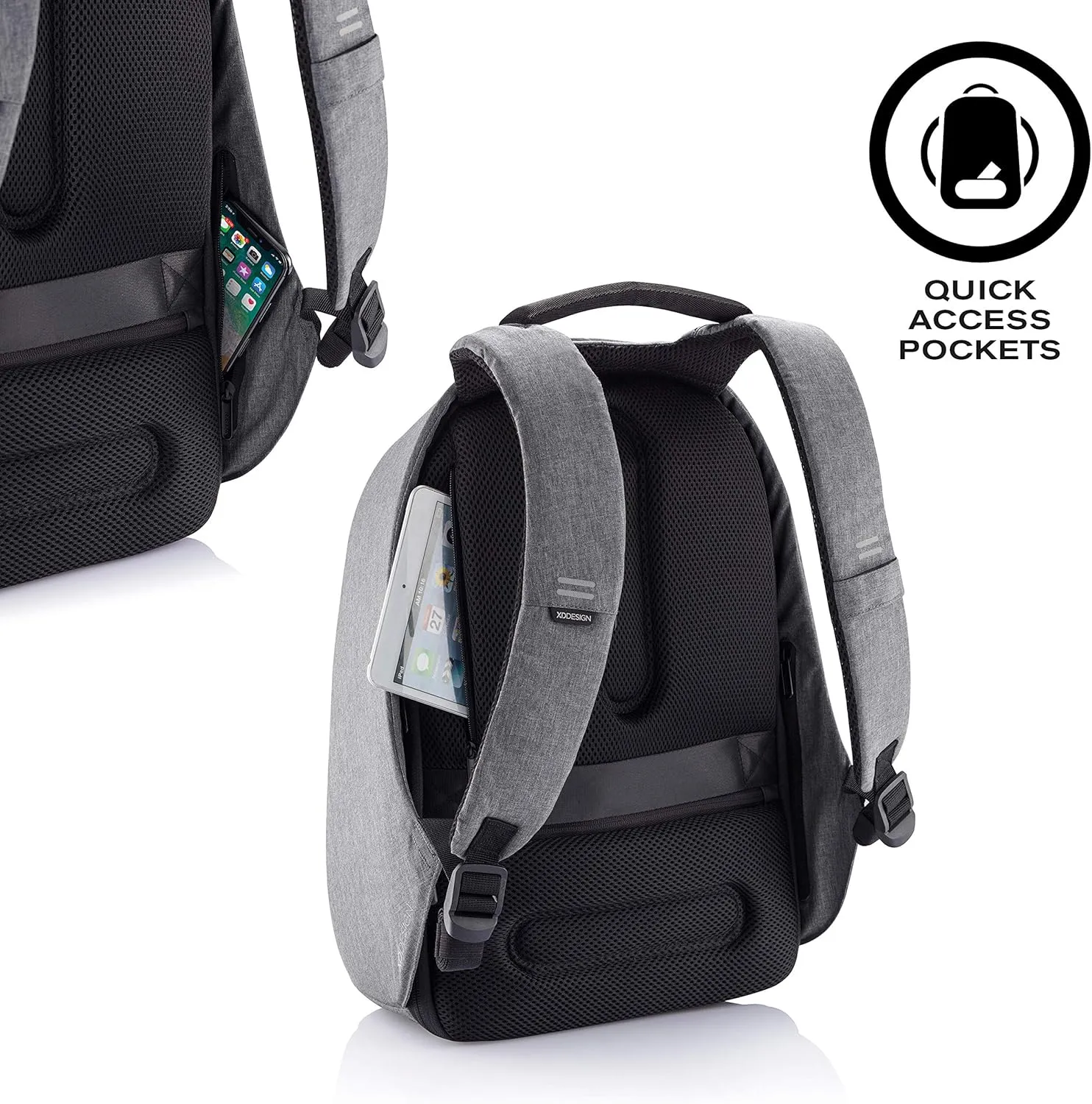 XDDesign Bobby Hero 16 Liter Anti Theft Laptop Backpack, Padded 15.6" Laptop Sleeve, Recycled Material, Water Repellent, USB Charging Port, Travel Carry on Flight Approved for Men&Women