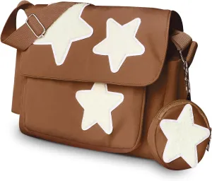 Y2K Messenger Bag for Women, Lightweight Spacious Stars Tote Purse with Cute Coin Purse, Crossbody Shoulder Bag