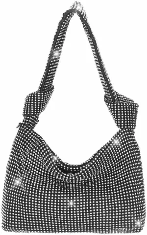 Yokawe Rhinestone Purses for Women Evening Bag Sparkly Mini Hobo Bag Vacation Party Club Wedding Handbag
