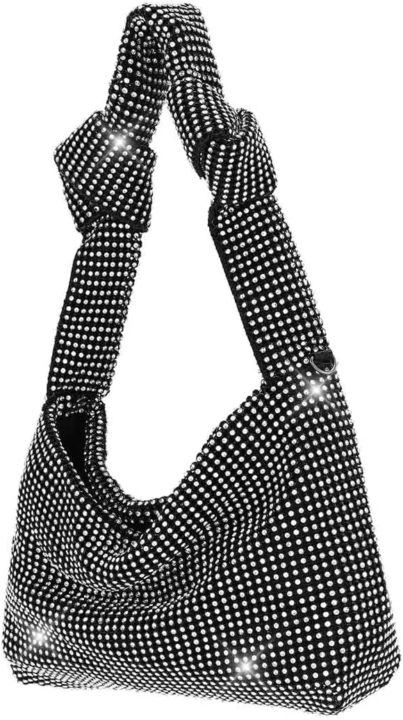 Yokawe Rhinestone Purses for Women Evening Bag Sparkly Mini Hobo Bag Vacation Party Club Wedding Handbag