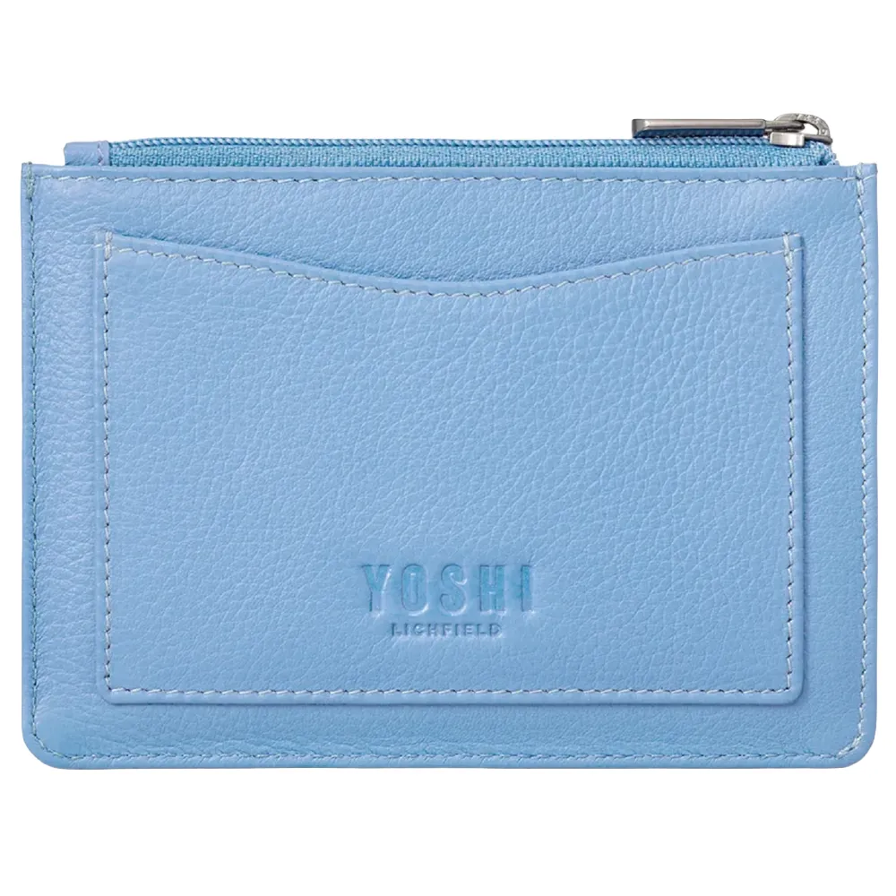 Yoshi Bee Happy Zip Top Blue Leather Purse