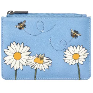 Yoshi Bee Happy Zip Top Blue Leather Purse
