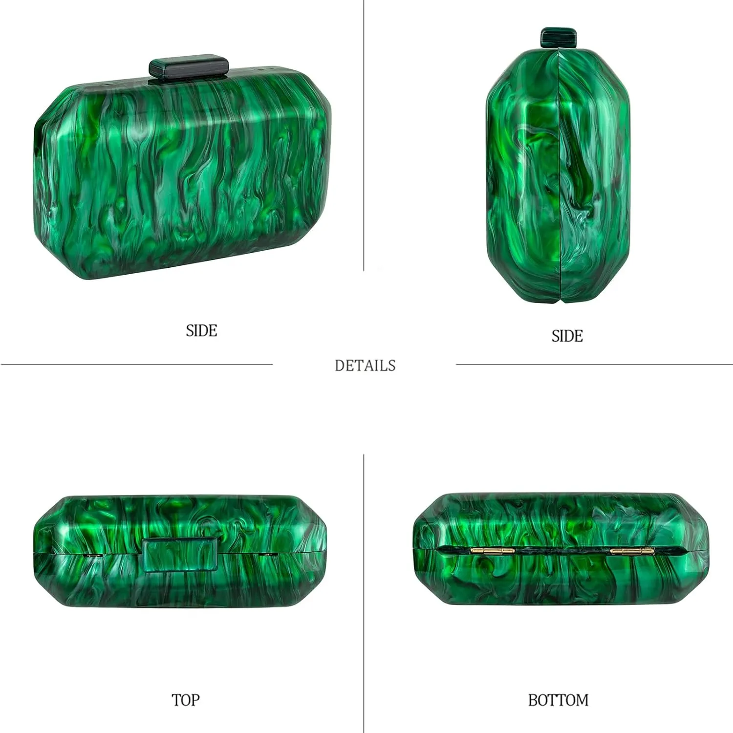 YYW Acrylic Purses Evening Clutch Bag Marbling Handbag for Women Shoulder Bag for Party Wedding Prom