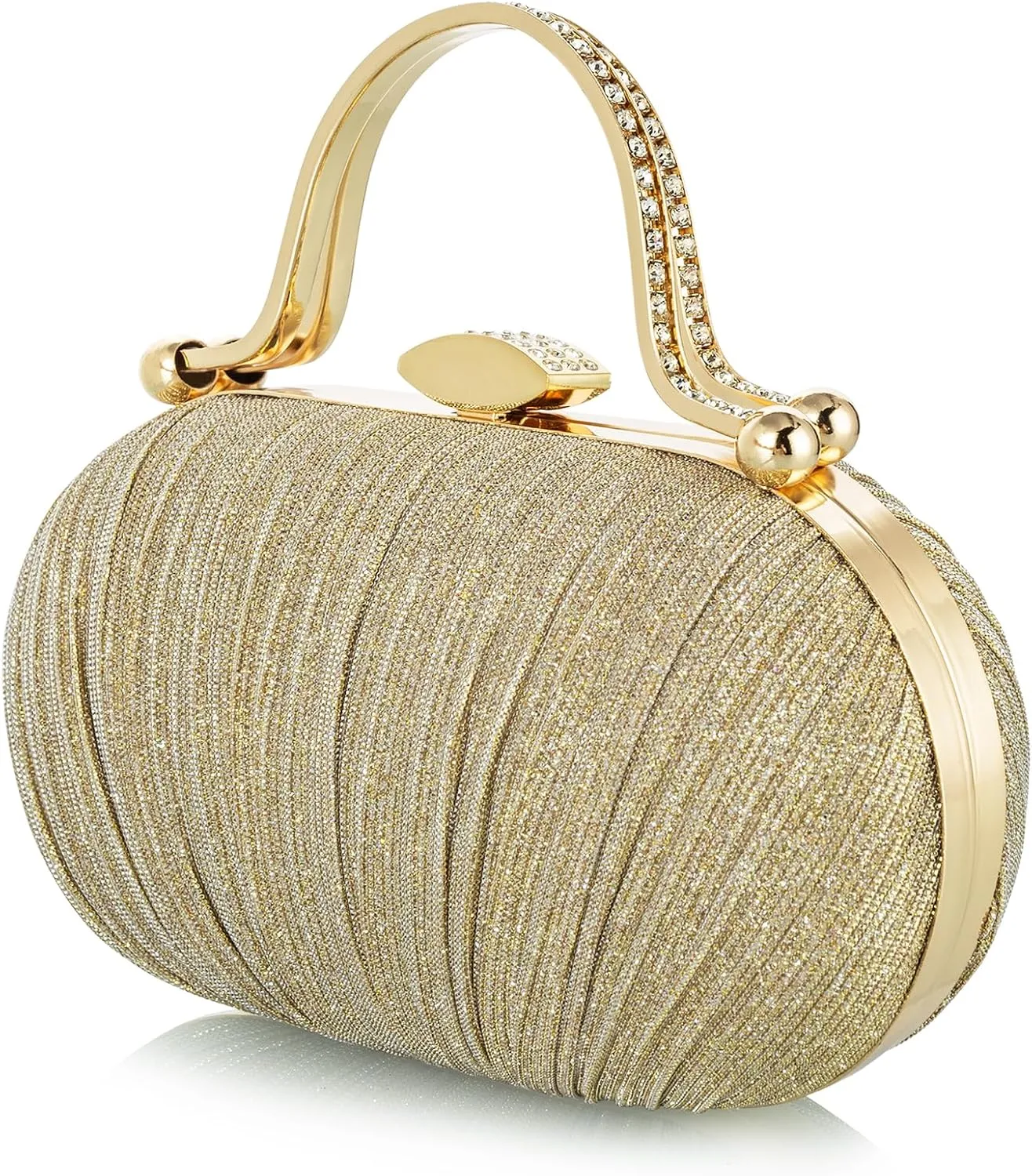 YYW Rhinestone Clutch Purses For Women Evening Handbag Pleated Glitter Bag for Wedding Party