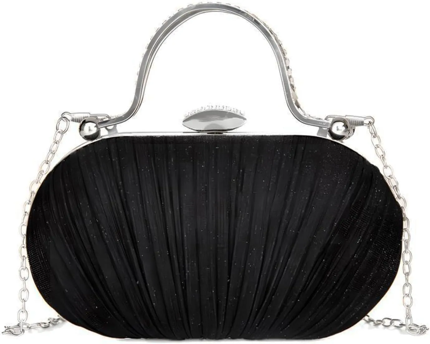 YYW Rhinestone Clutch Purses For Women Evening Handbag Pleated Glitter Bag for Wedding Party