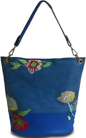 ZiMing Vintage Bucket Bag for Women Purse Floral Embroider Hobo Bag PU Leather Satchel Shoulder Bag Small Tote Handbag