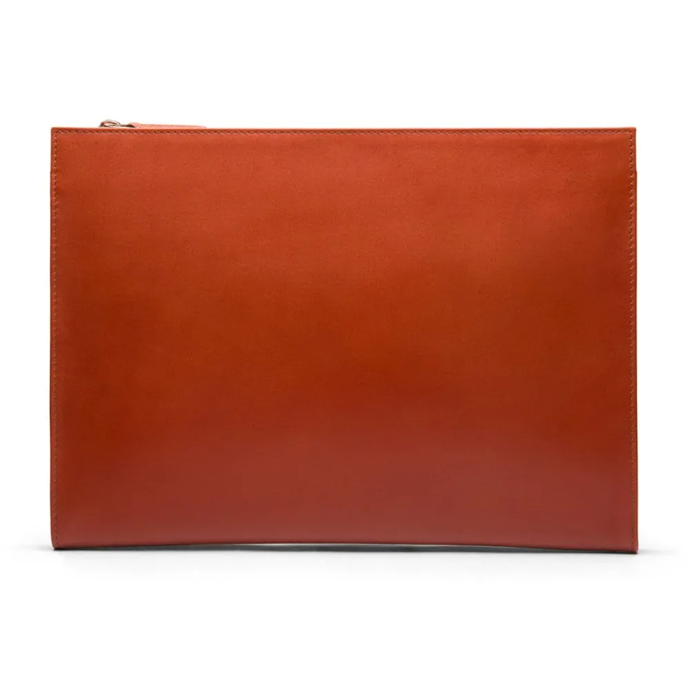 Zip Top Leather Folder - Havana Tan