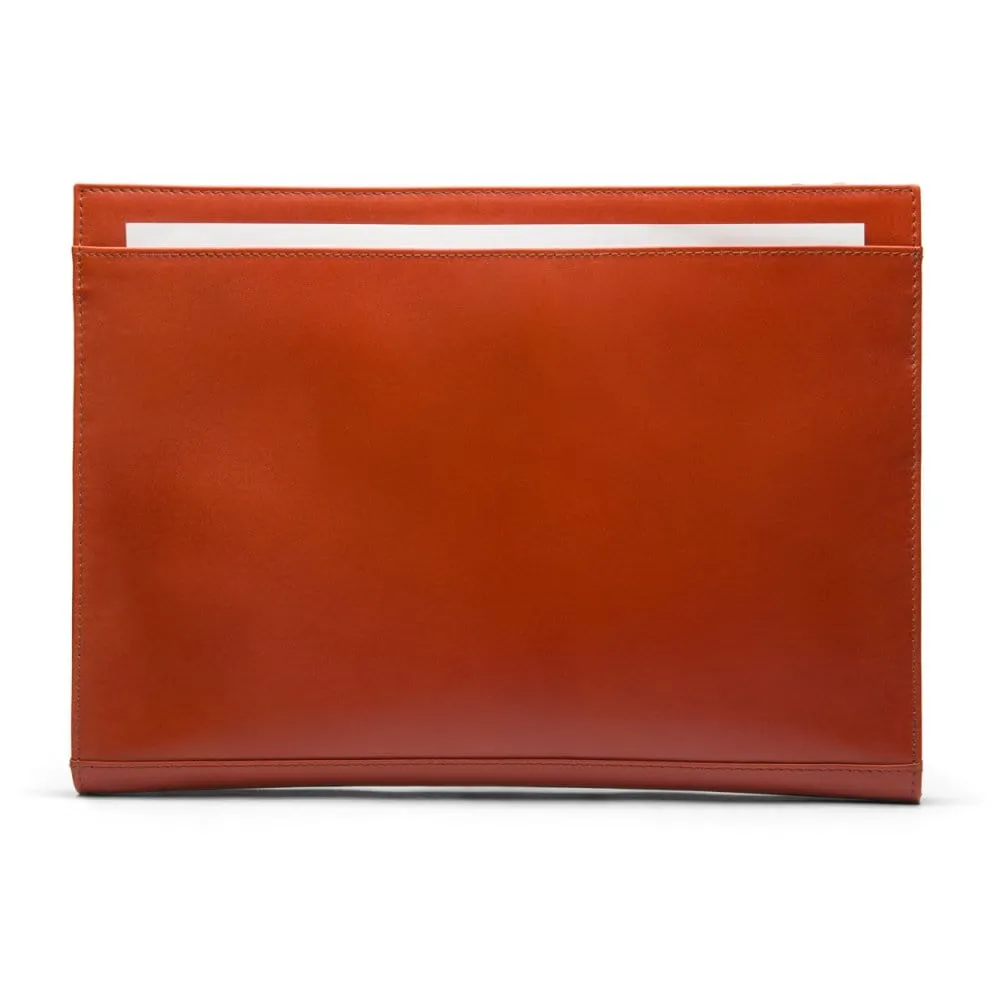 Zip Top Leather Folder - Havana Tan