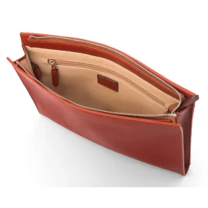 Zip Top Leather Folder - Havana Tan